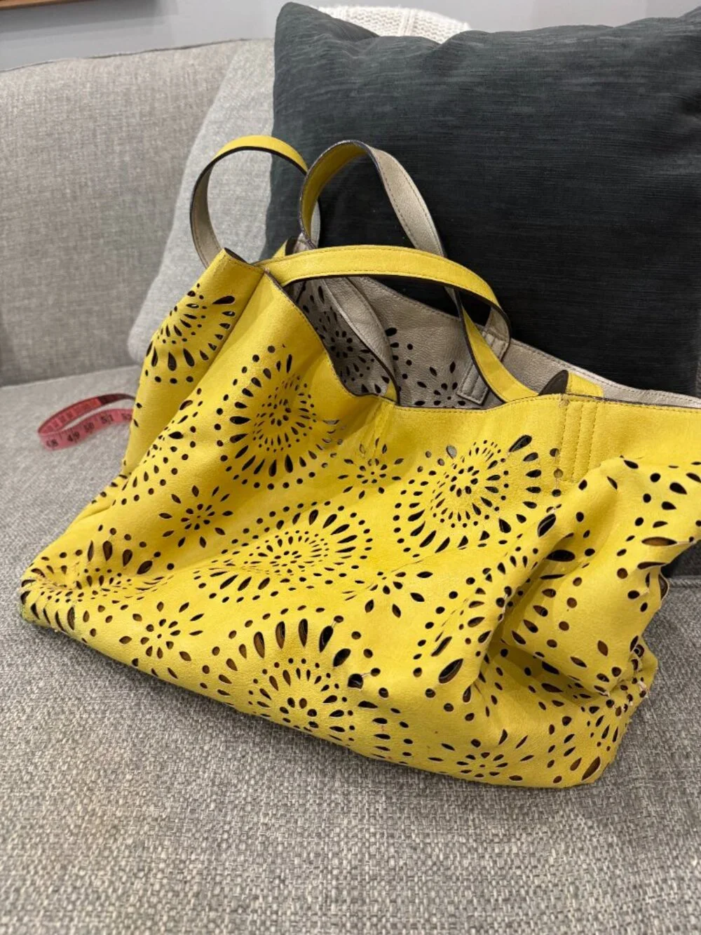Echo Design Reversible Laser Cut Tote Bronze Metallic Yellow Mandala Handbag